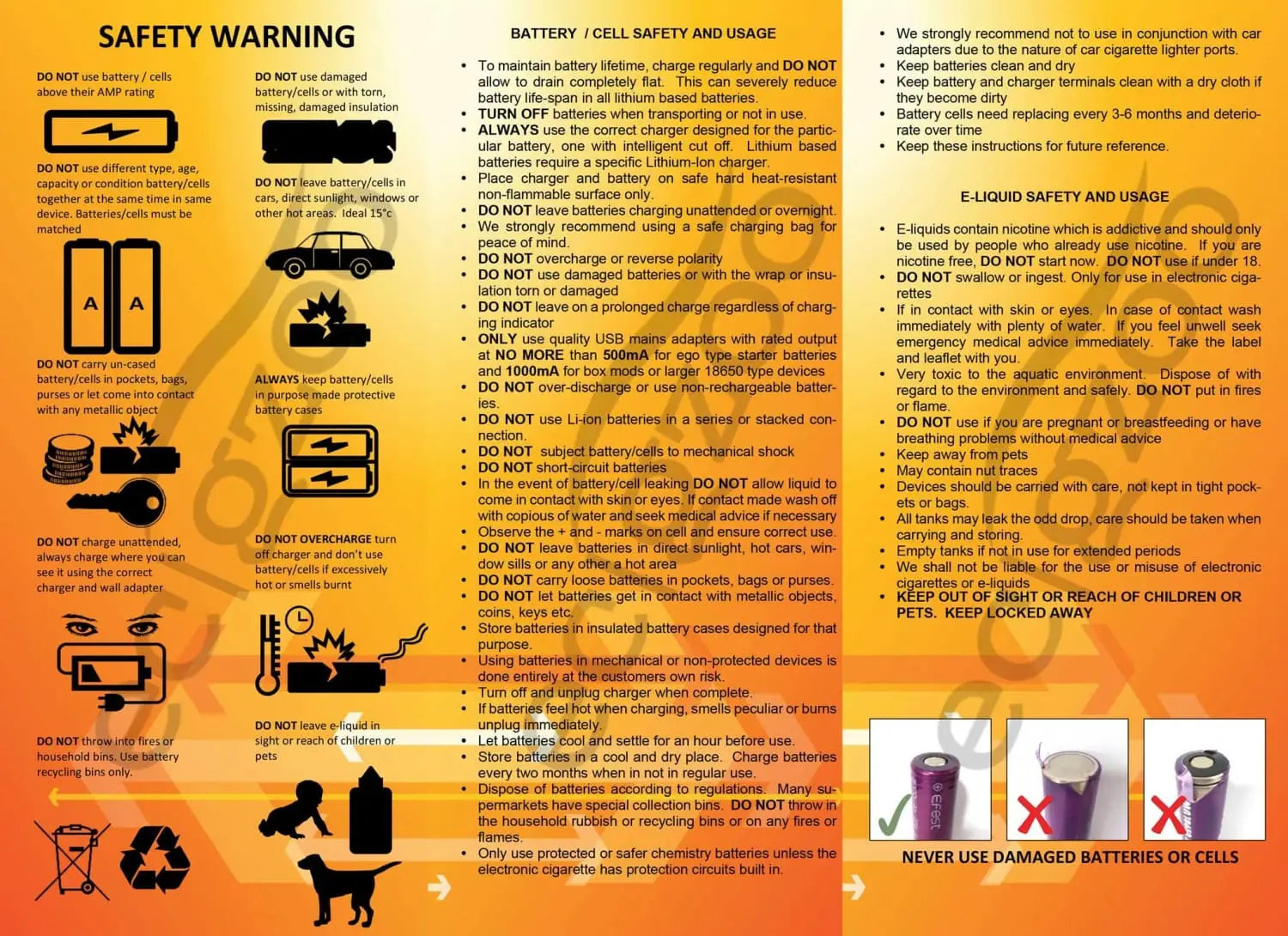 E-cig Battery Cell Safety Guidlines